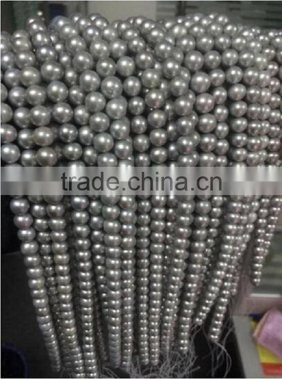 fatory price 7-8mm grey round freshwater pearl strand
