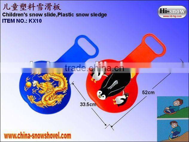 Cartoon embossed kids snow glider/plastic snow sled/snow sledge/Kids snow skis
