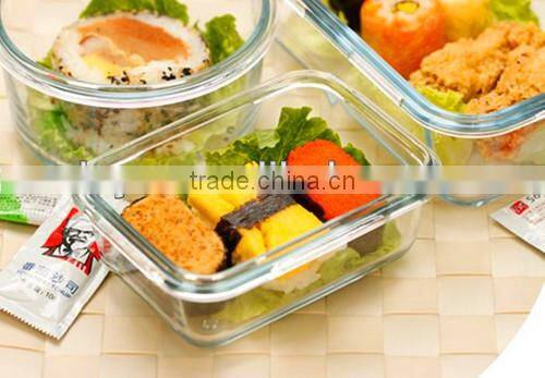 Square Glass Food Container with Smile Design Lock Lid