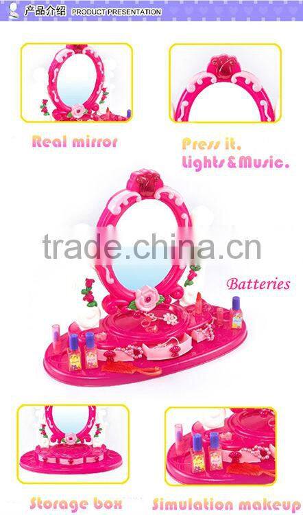 2014 children play toy entertainment Dressing Table models set toy with Music&Light play toy entertainment