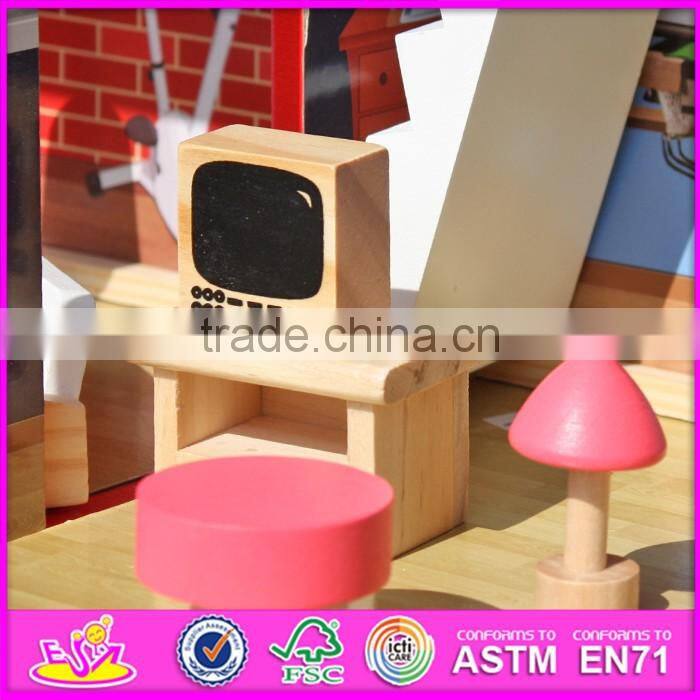 2016 New design children big wooden toy fire station for sale W06A138
