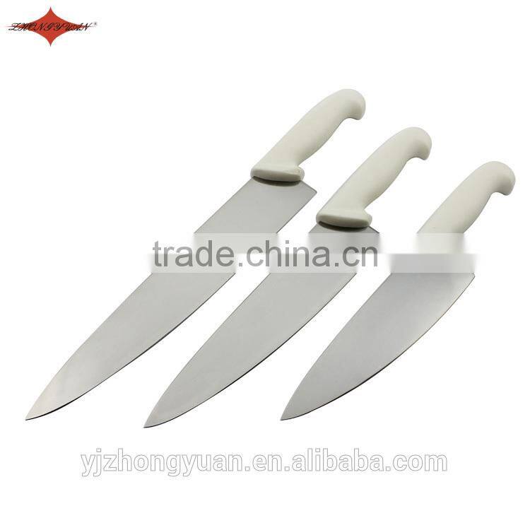 ZY-B1127A 10 inch food grade chef knife kitchen knife with comfortable white PP handle