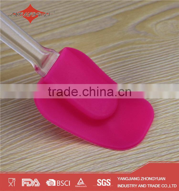 Colorful head design dull polished plastic handle silicone spatula