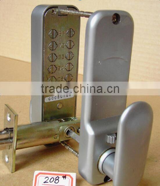 UK Push button mechanical keyless locks stain chrome for hotel door lock