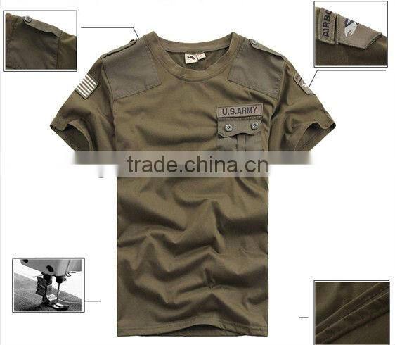 2014 Round neck Men's Summer Comfortable Casual Short army T-shirt