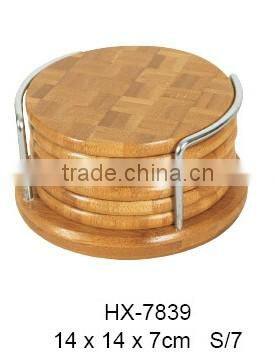 Bamboo Coaster Set with a Natural Finish, Each Measures 4x4" & Prevents Condensation