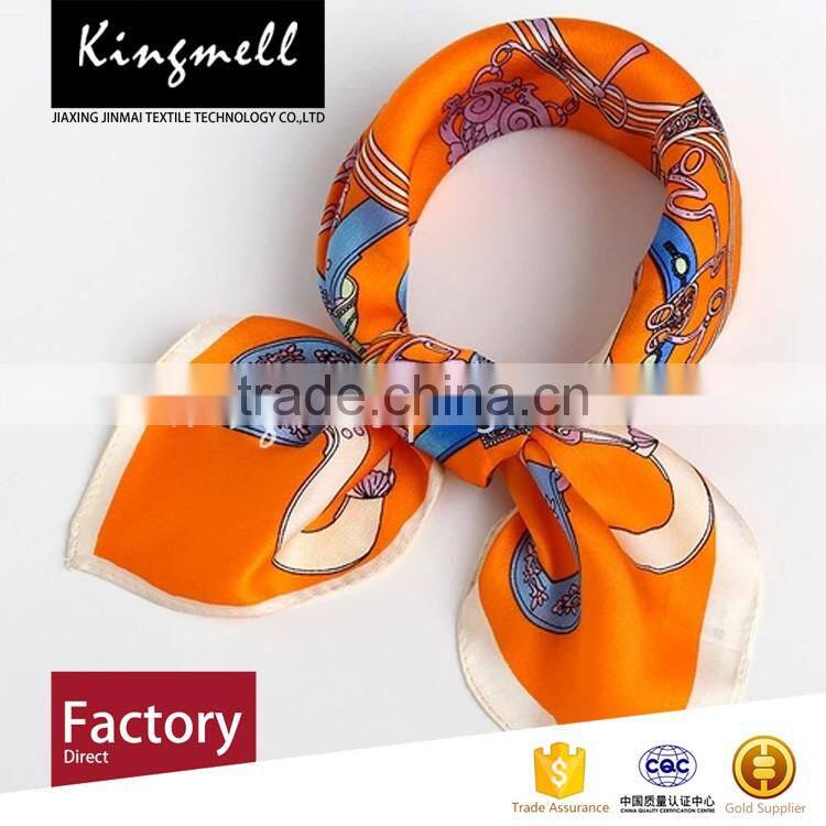 Custom High Quality Printed Silk Satin Square Scarf Lady Scarf