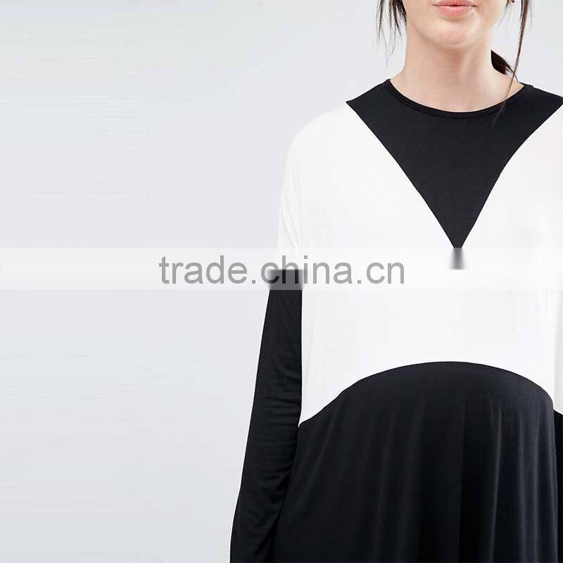 2016 Autumn Women Colour Block Design Maternity Maxi Dress HSD9705