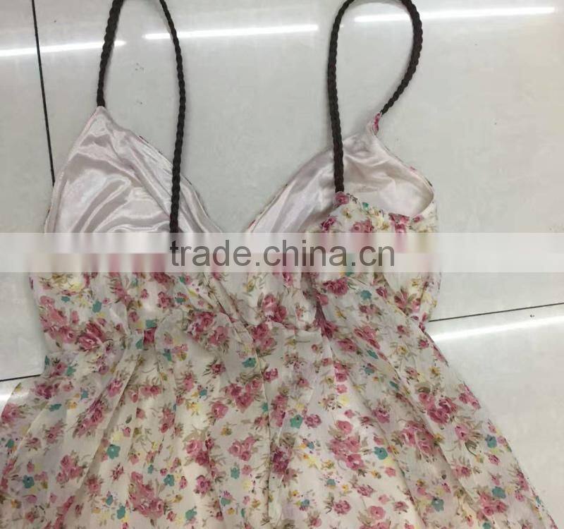 Women flower printed fancy chiffon dress stocklots