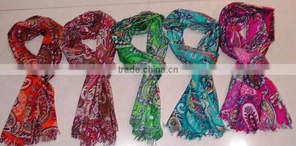 Printed Red Silk Scarf