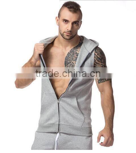 Summer men hooded sleeveless vest running training cultivate one's morality sport style jacket
