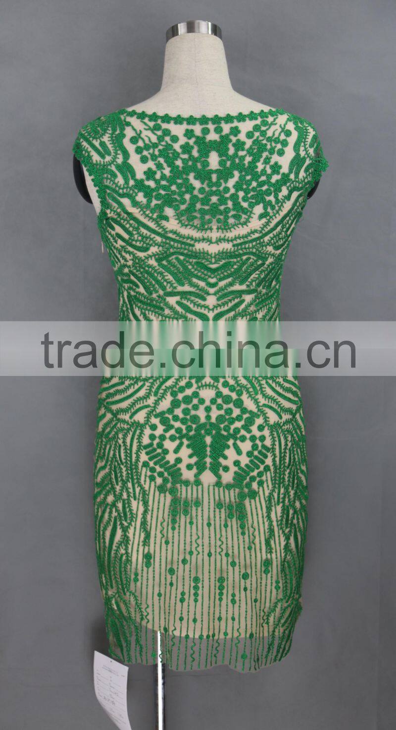 high quality ladies sleeveless fashion lace evening party dress