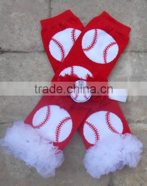 wholesale red legging football pattern 100% cotton baby leg warmers
