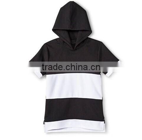 OEM high quality black and white kids short sleeve cropped top hoodie