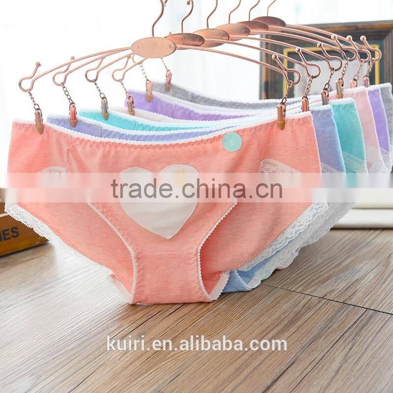 Women Low waist cotton underwear lace love students teen girls briefs panty