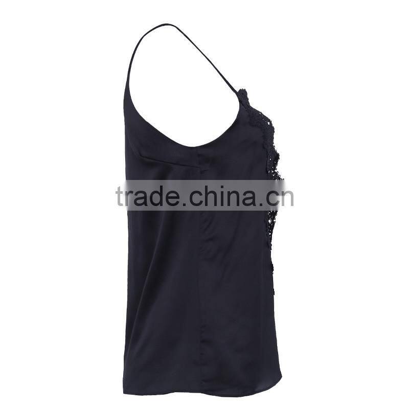 Sexy Streetwear Satin Adjustable Strap Camisole Womens Tank Top Summer Vest With Lining