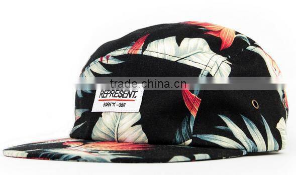 Red Mapel leaf custom 5 panel flat sports cap