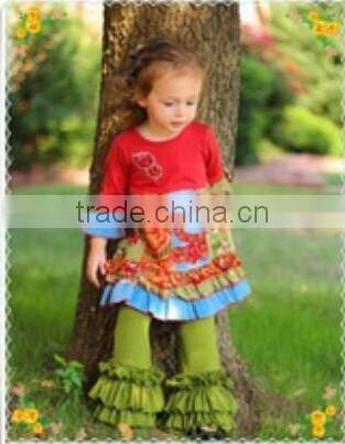 2017 baby girls children sleepwear ruffle pants long sleeve striped outfits with pajamas knit cotton clothing sets