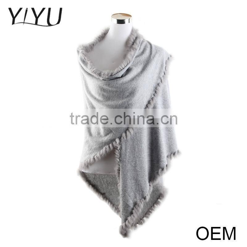High quality Fashion design women cashmere knit scarf Shawl ponchos sweater