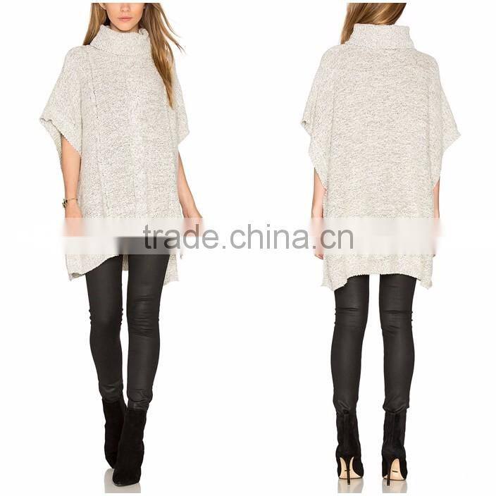 Latest design side slits women poncho fashion hooded poncho 2017