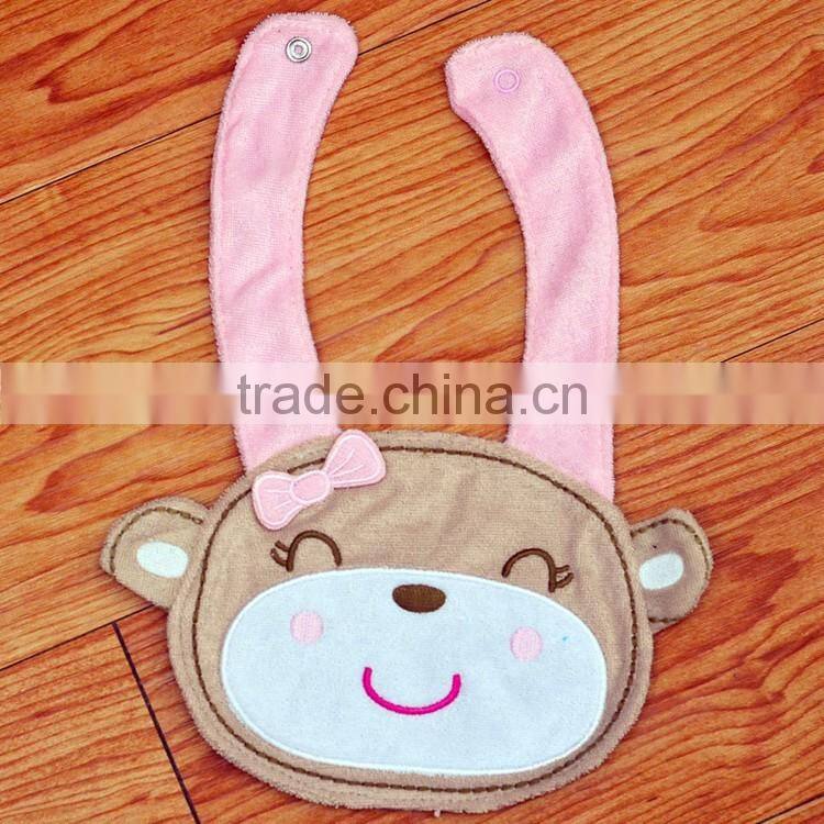 Bear face design soft terry baby drool bibs