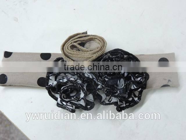 4th of July flower hairband polka dot boutique elastic headband baby girl cotton hairwear wholesale