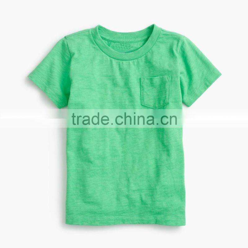 Wholesale comfortable custom design baby clothes 2017 Boys' slub pocket T-shirt new style plain children clothing