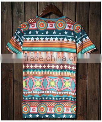 latest fasion high quality good sale wholesale men's printing short sleeve shirt with star and cross pattern