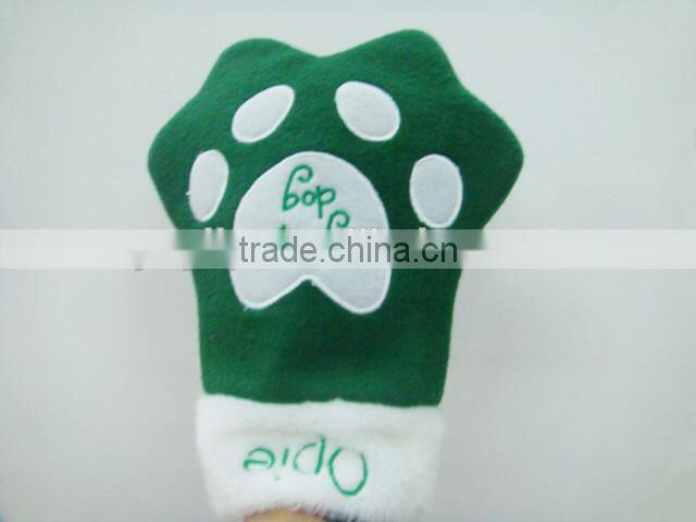 2014 high quality sinle cashmere dog glove bag,dog poop gloves,dog leather gloves