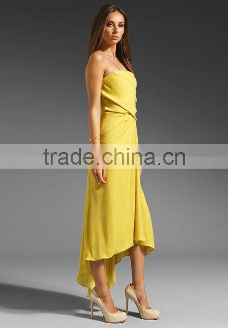 strapless draped side waist gown