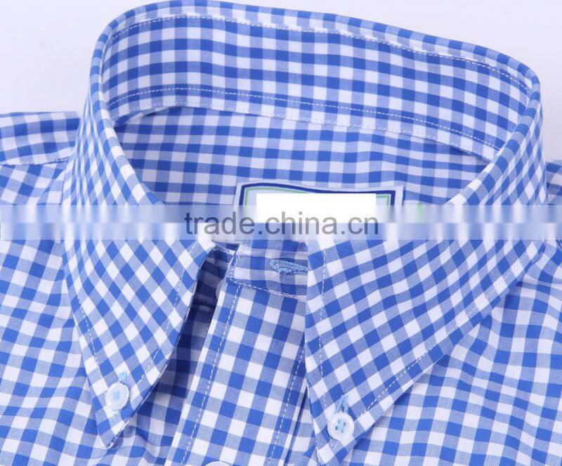 small checks men's long sleeve button-down casual shirt