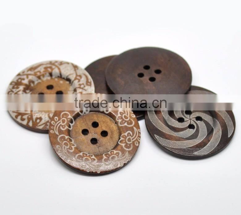 High Quality Scrapbooking 4 Holes Round Mixed 6cm Wood Sewing Buttons