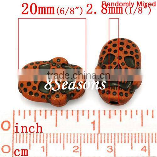 Mixed Halloween Skull Acrylic Spacer Beads 20x15mm