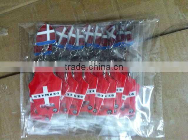 New design Danmark flag cabj shield shape metal keychain