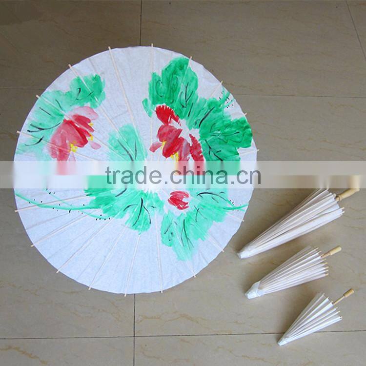 Asian Style Elegant Mini Handcrafted Wooden White Paper Umbrella