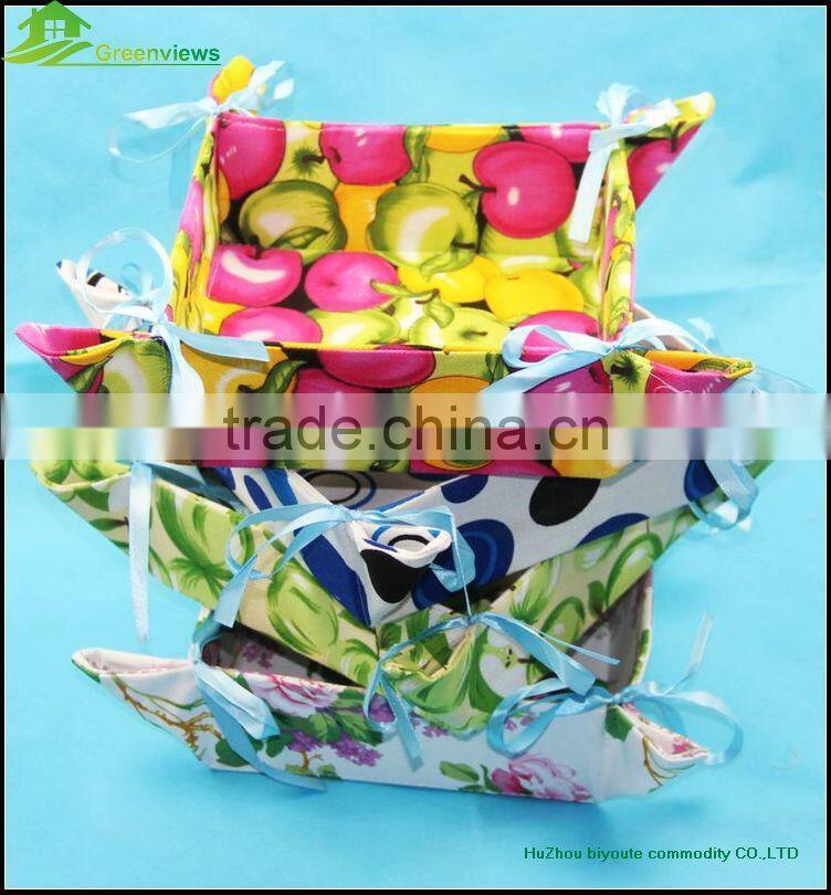 Vegetable Fruit Foldable polyester Washing Basket Draining Strainer Basket colorful paper string storage basket box