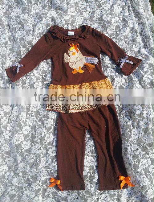 Fashion kids adorable christmas cotton 2pcs winter tops and pants clothing set children costumes