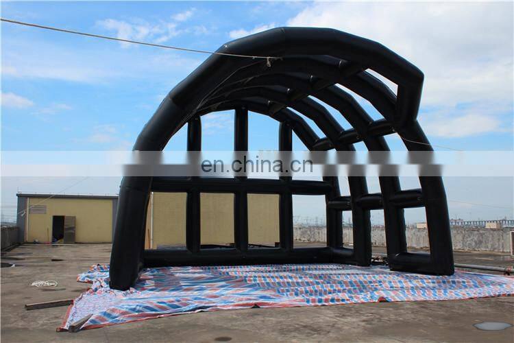 Air tight sealed inflatable stage tent in black with transparent cover 6x8m