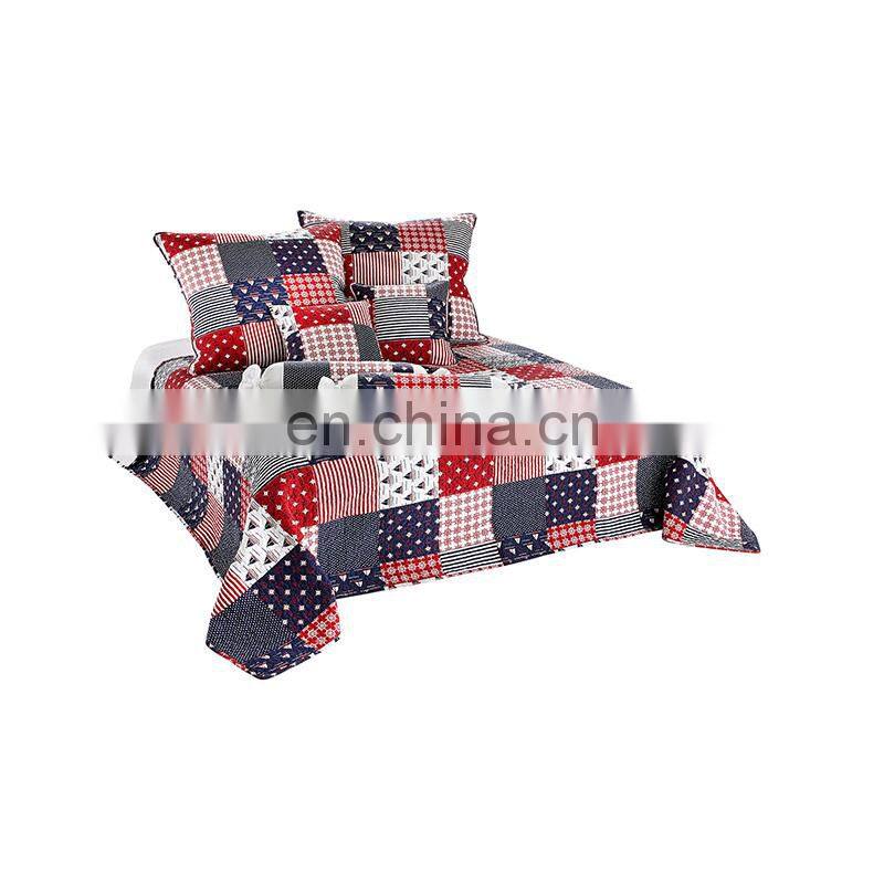 100% cotton comforter set bedspread with 2 pillows wholesale quilted mattress purple fitted bed cover home textile