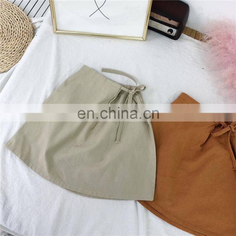 2020 New Wholesale Children's Breathes Casual Linen A-line Skirt For 1-6Y Girls