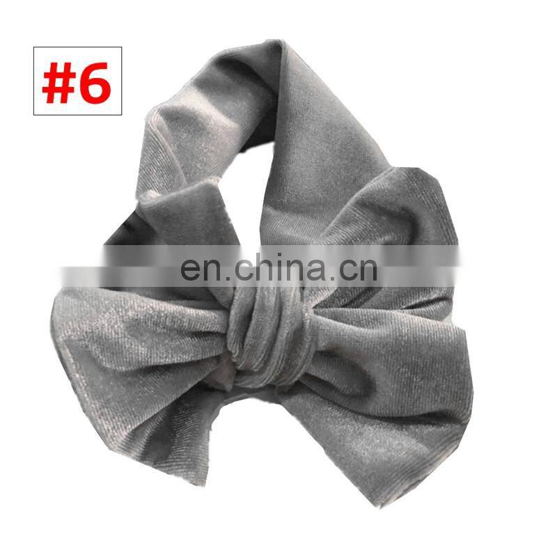11Colors Girl Pleuche Headband Kids Solid Color hairband with big bow