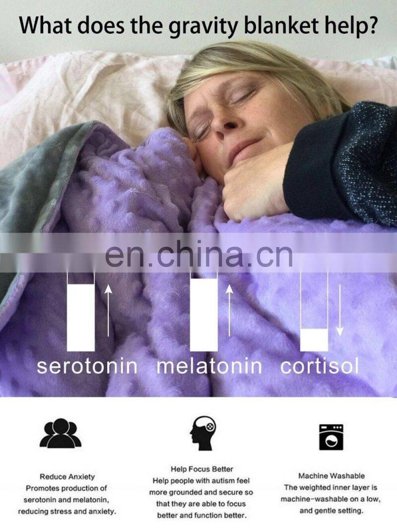 Hot selling Quality Premium Soft Minky Quilt Sensory 15Ibs Glass Beads Gray Color Sensory Weighted Blanket