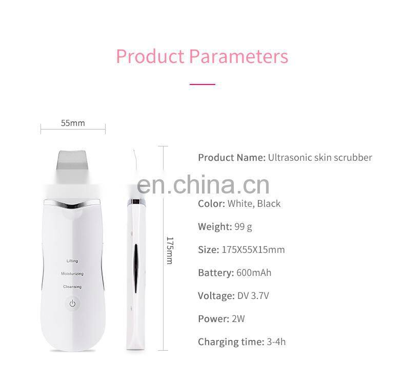portable ultrasonic scaler sonic peeler skin scrubber machine for lady