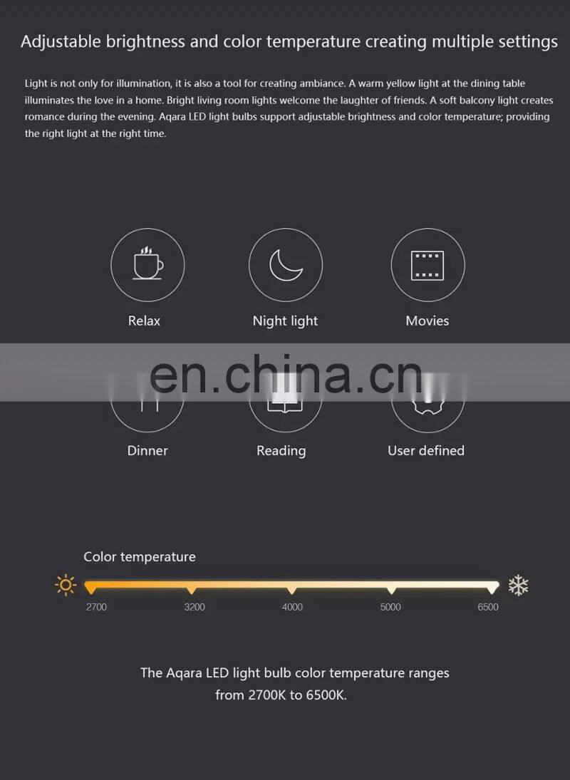 Xiaomi Aqara Smart LED Light Bulb ZNLDP12LM E27 9W Wifi App Remote Control Work