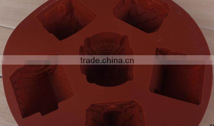 6 piece small house shaped bread pudding soap mold