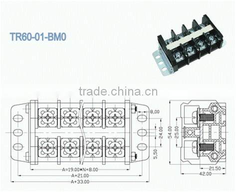 termin Block High Current PCB Barrier Terminal Block Connector 19.00mm Pitch 600V 60A