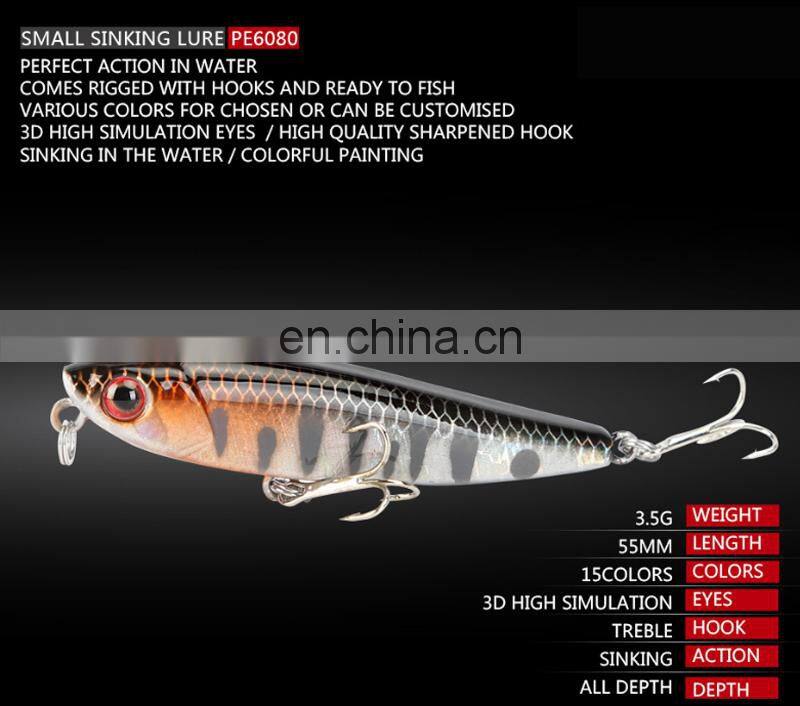 New Colors 55mm 3.5g Bass Hooks Crankbait Tackle Isca Artificial Para Pesca Sinking Pencil Lures