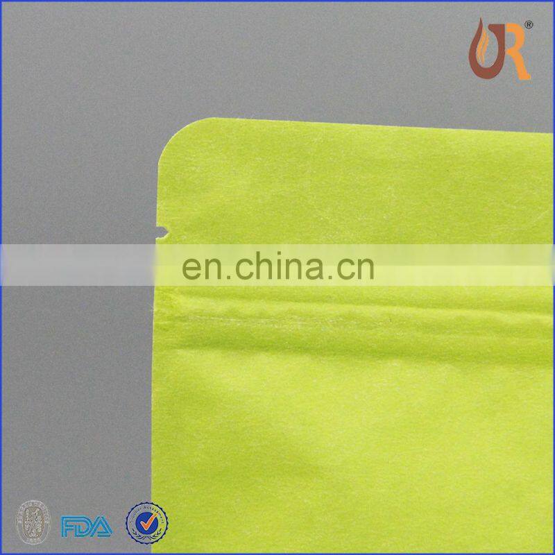 Customized food package stand up pouch green rice paper bag with clear window