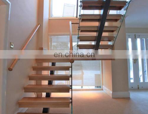 Crystal glass balustrade design light stain oak handrail and stair treads split level staircase