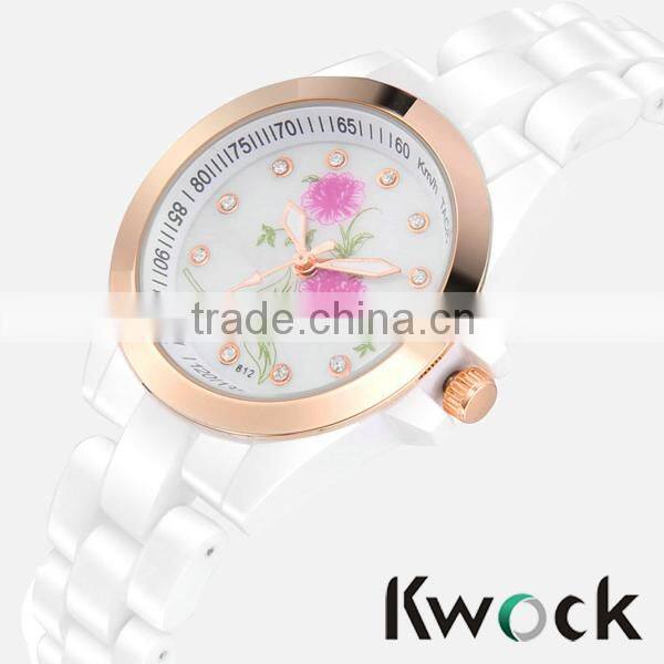 The new 2014 female white ceramic watch fashion lady waterproof High quality luxury Brand roman digital clock watch